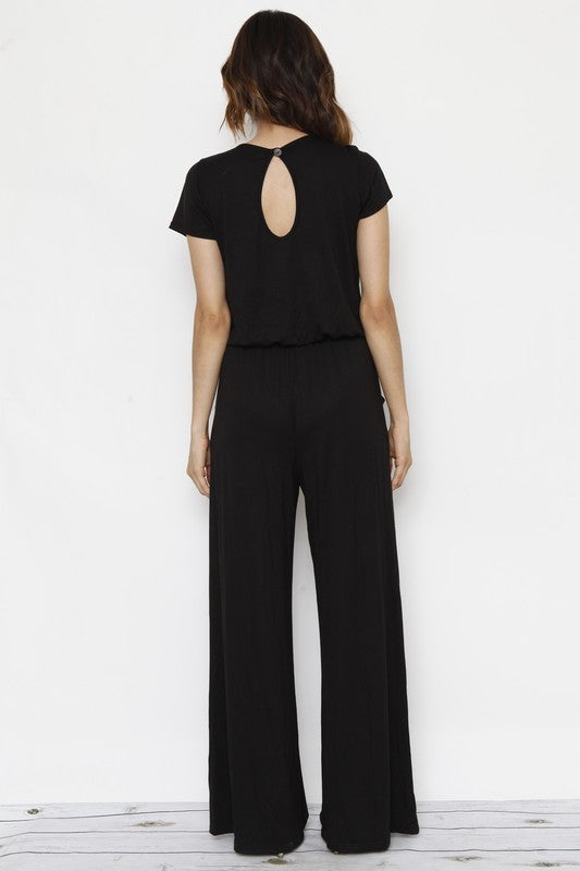 Stylish Short Sleeve Jumpsuit with Pocket