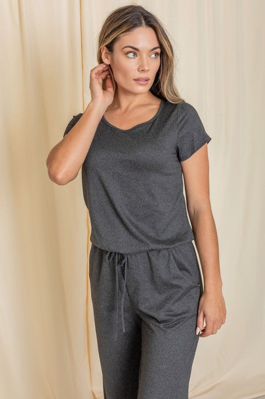Stylish Short Sleeve Jumpsuit with Pocket