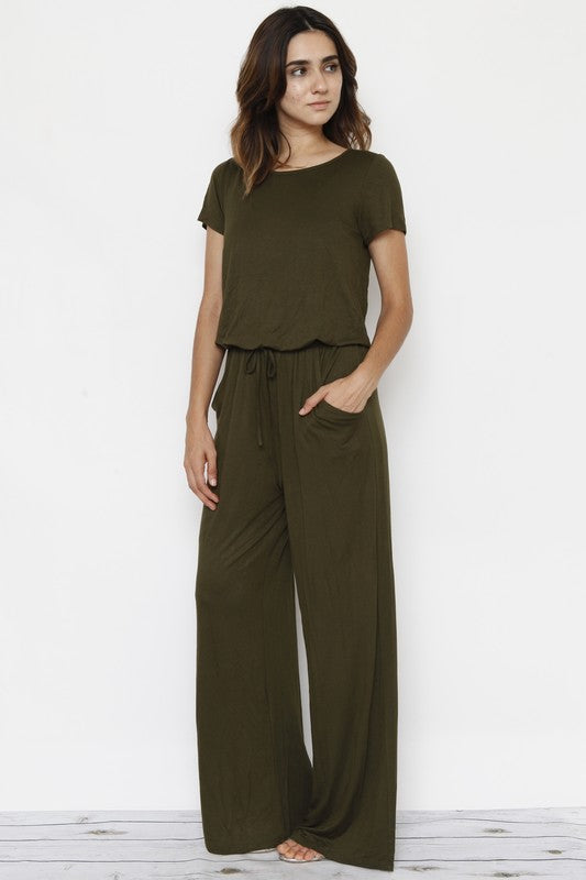 Stylish Short Sleeve Jumpsuit with Pocket