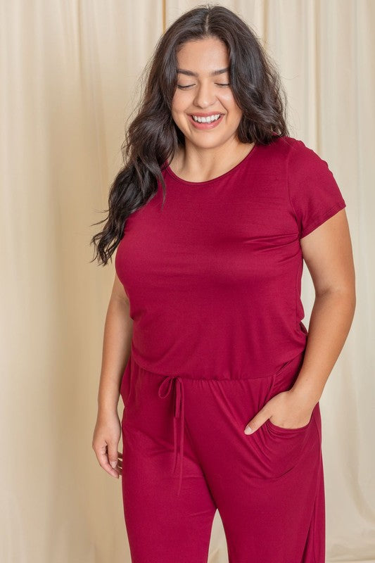 Stylish Short Sleeve Jumpsuit with Pocket