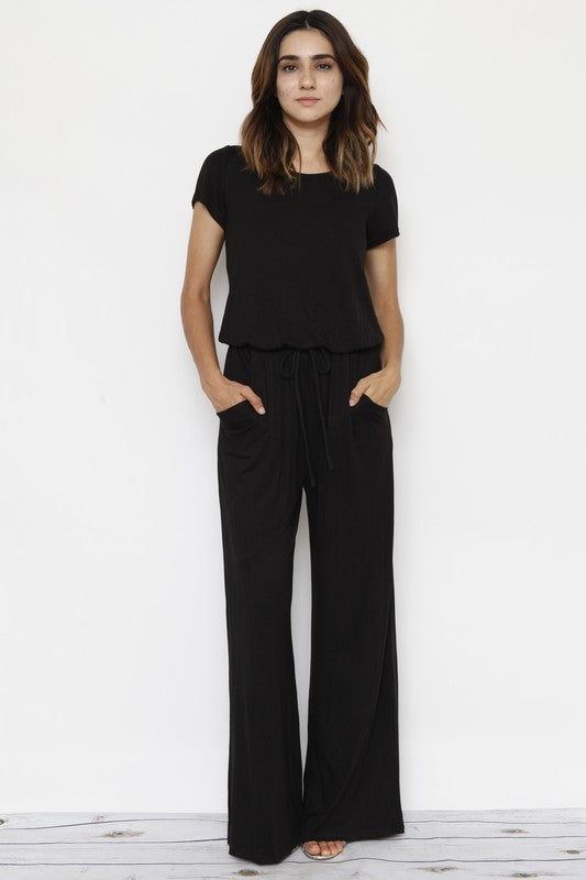 Stylish Short Sleeve Jumpsuit with Pocket