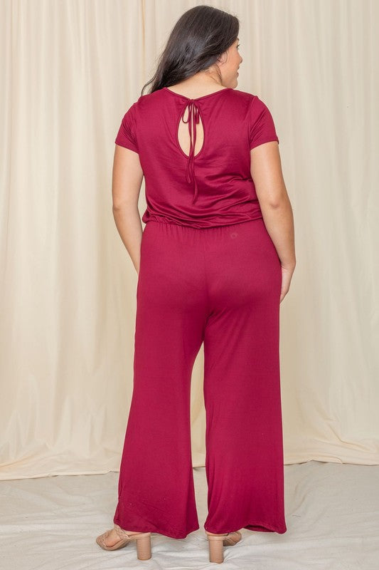 Stylish Short Sleeve Jumpsuit with Pocket
