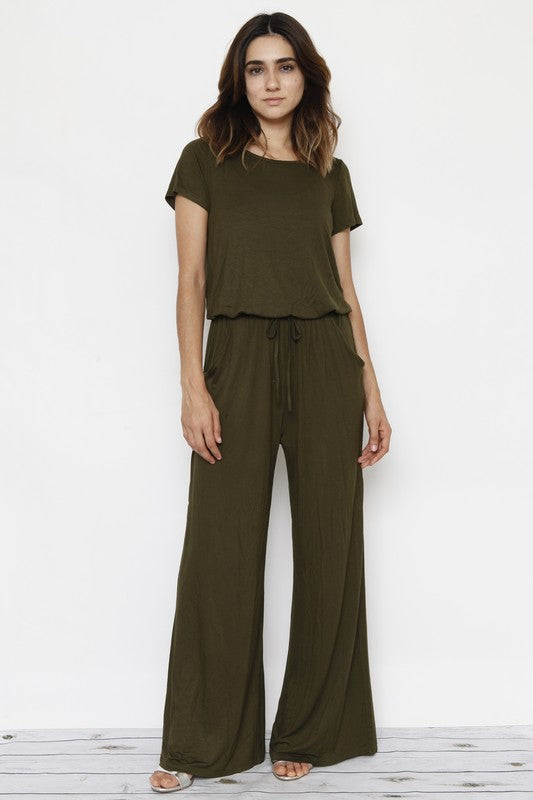 Stylish Short Sleeve Jumpsuit with Pocket