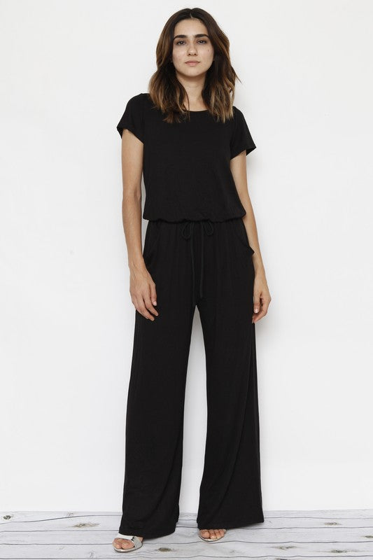 Stylish Short Sleeve Jumpsuit with Pocket