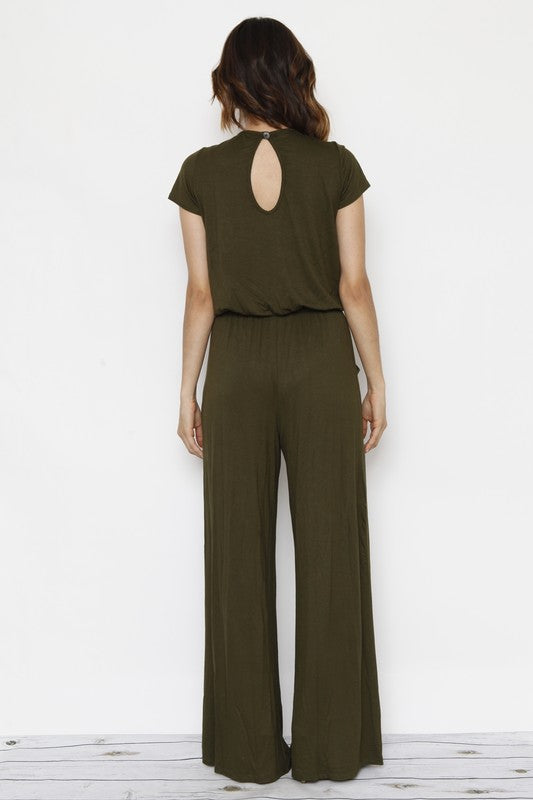 Stylish Short Sleeve Jumpsuit with Pocket