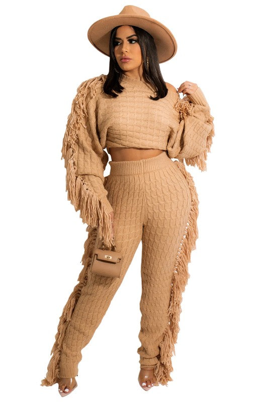 Ribbed Knit 2-Piece Sweater & Pants Set