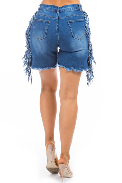 High-Waist Distressed Denim Shorts