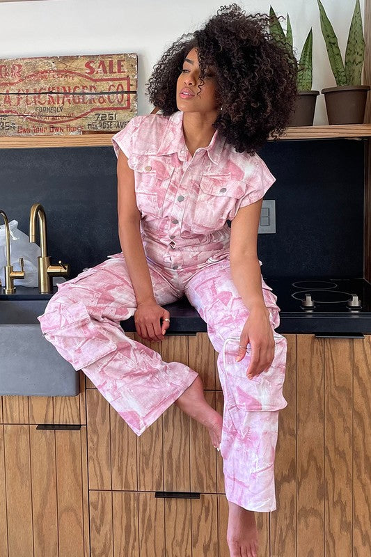Pink Whisper Tie-Dye Jumpsuit - Sustainable Fashion