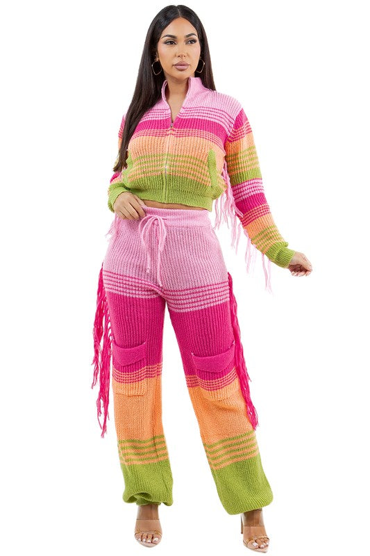 Versatile Fashion 2PC Sweater Pants Set for Women