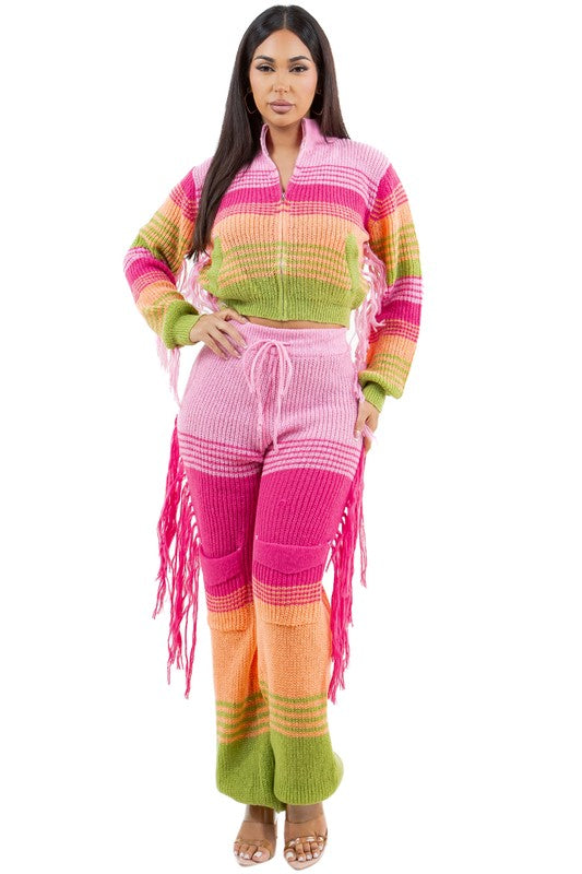 Versatile Fashion 2PC Sweater Pants Set for Women