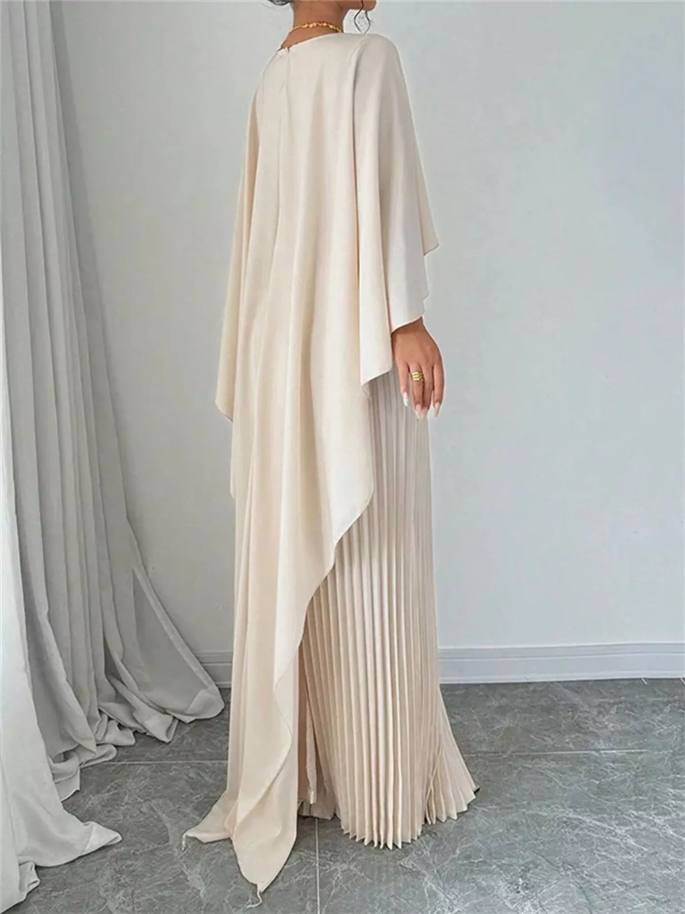 l'ide eiffel cape pleated maxi dress L'IDE Eiffel Cape Pleated Maxi Dress