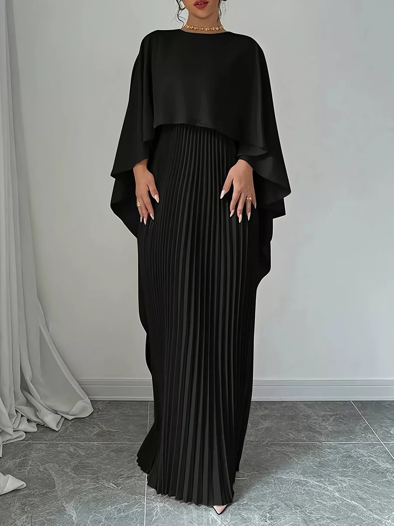 l ide eiffel cape pleated maxi dress L'Idee Eiffel Cape Pleated Maxi Dress - White