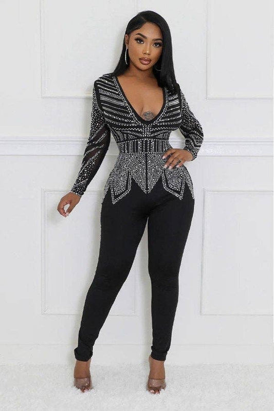 De Sepreso Boxy V-neck Contour Bodysuit- Black