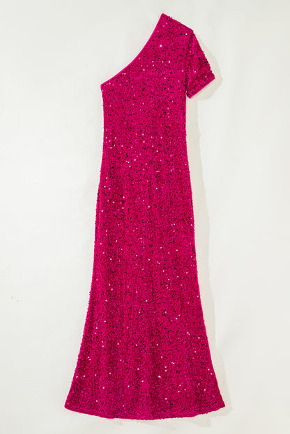 Pitaya Pink One-Shoulder Sequin Bodycon Gown