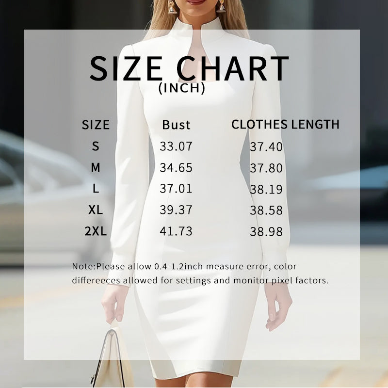 Elegant High-Neck Long Sleeve Bodycon Mini Dress